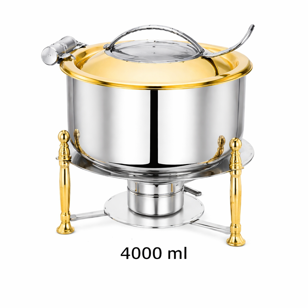 Triply Chafing Dish 4 Litre with Gold Stand