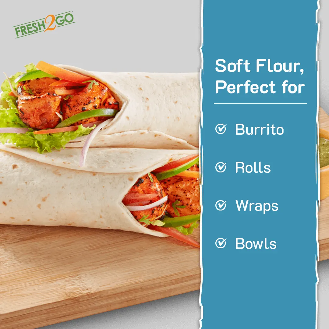 Fresh 2 Go 10 Inch Plain Tortilla Wrap RTC Ambient 640 gm Pack of 10 3