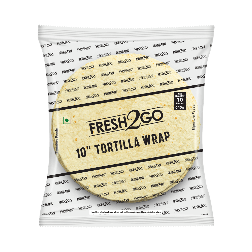 Fresh 2 Go 10 Inch Plain Tortilla Wrap RTC Ambient 640 gm Pack of 10