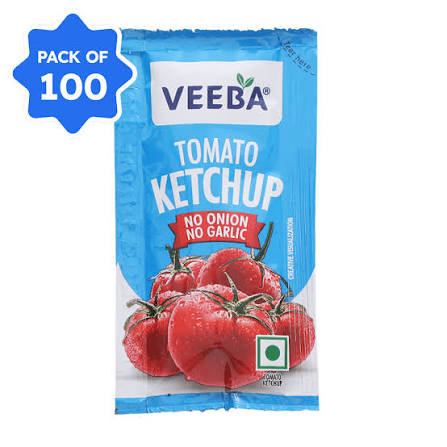 Veeba Tomato Ketchup (No Onion No Garlic) 8 gm | Pack of 100 Sachets