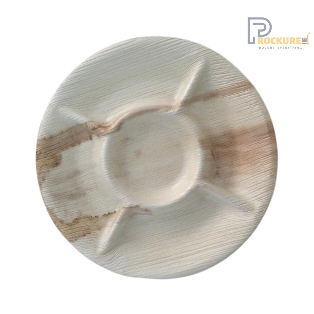 Areca Leaf 12 Inch Round 5 Partition Plate