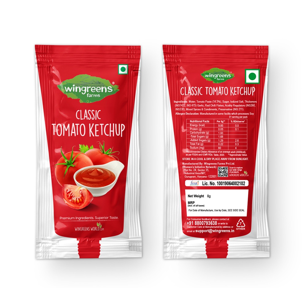 Wingreens Classic Tomato Ketchup 8 gm Sachets Pack of 100