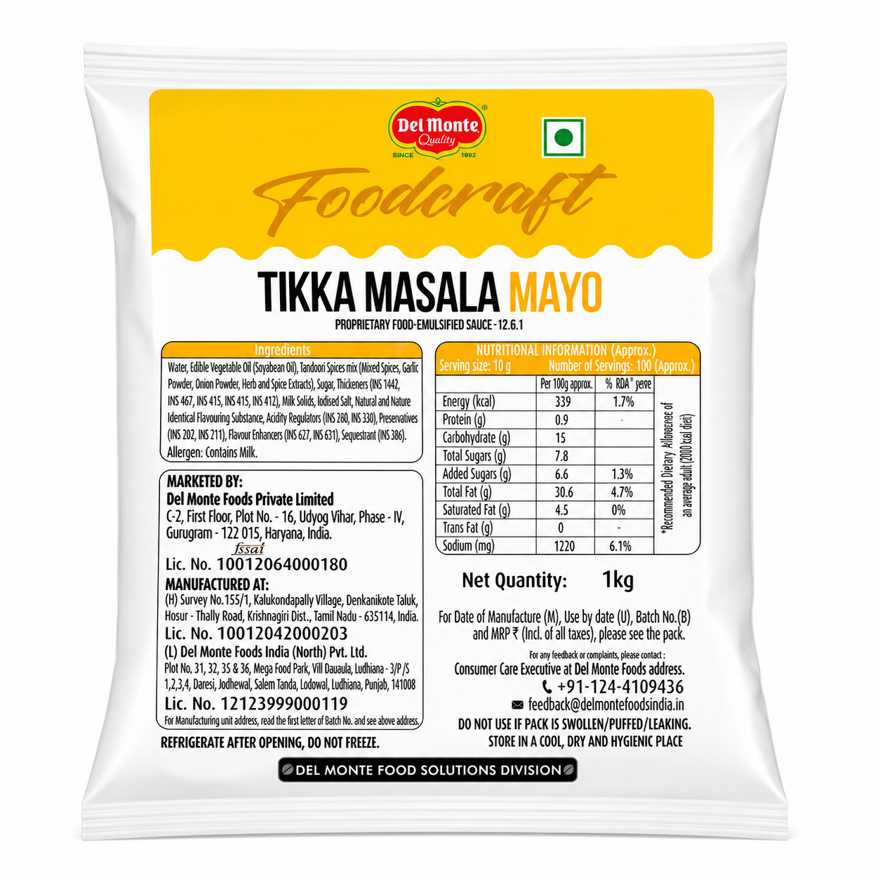 Food Craft Tikka Masala Mayonnaise 1kg