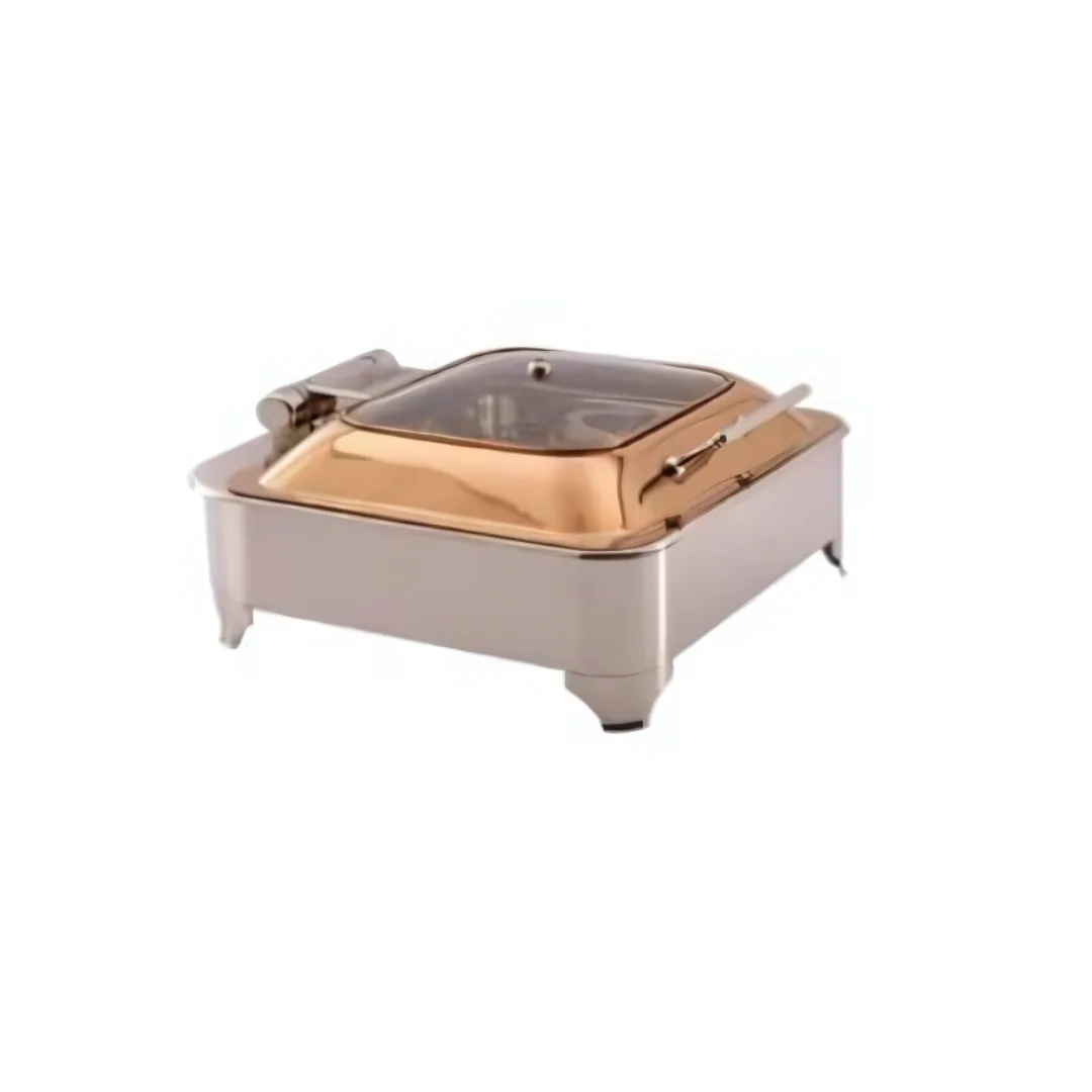 Imperia Rose Gold Square Half Glass Chafing Dish with E Frame – 7 Litre