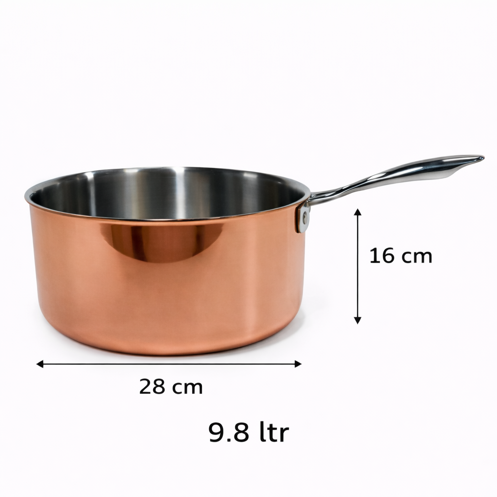 Pradeep Triply Sauce Pan 9.8 Litre with Copper Finish