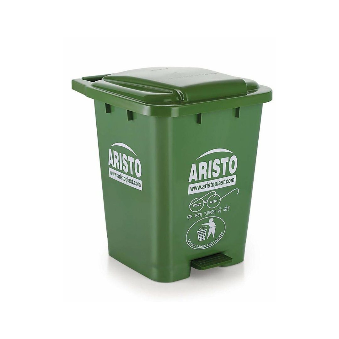 Aristo 45 Litre Square Dustbin – Green Heavy-Duty Plastic Bin